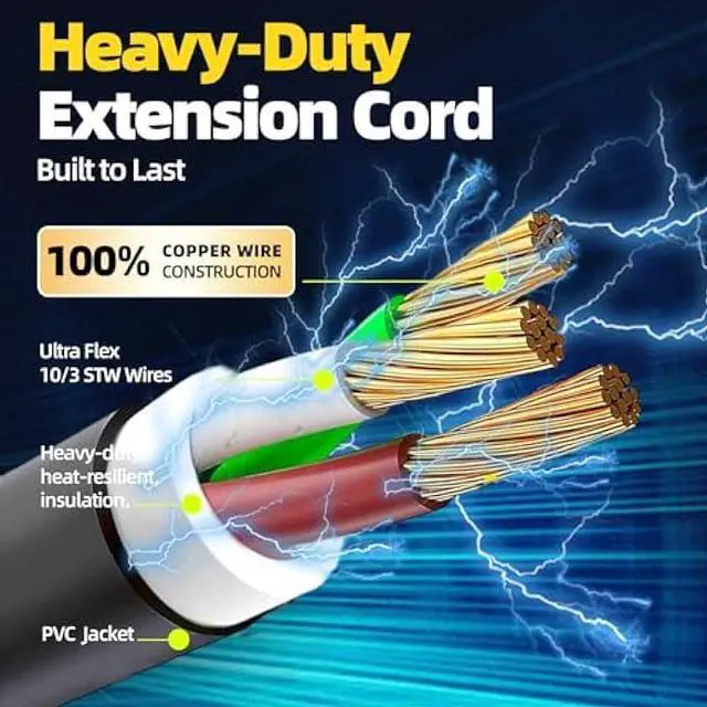Alt view image 5 of 5 - 30 Amp Dryer Extension Cord, 25FT 10-30P to 10-30R, 7500W Heavy Duty 3 Prong Power Cord Compatible with Electric Dryers, EV Chargers, and Power Equipment