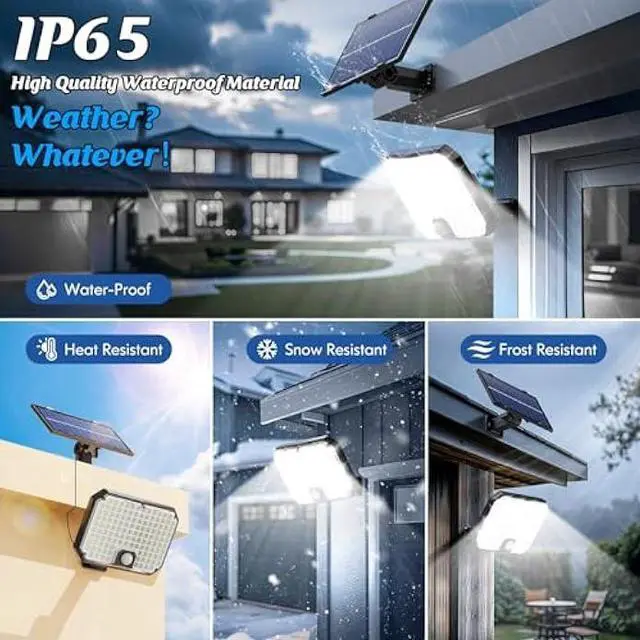 Alt view image 4 of 5 - Solar Outdoor Lights, Motion Sensor Dusk to Dawn Wall Lights Waterproof, LED Outside Solar Powered Security Flood Light Fixtures 3 Modes with 16FT Cable for Front Door Porch Shed Barn Garage, 2 Packs