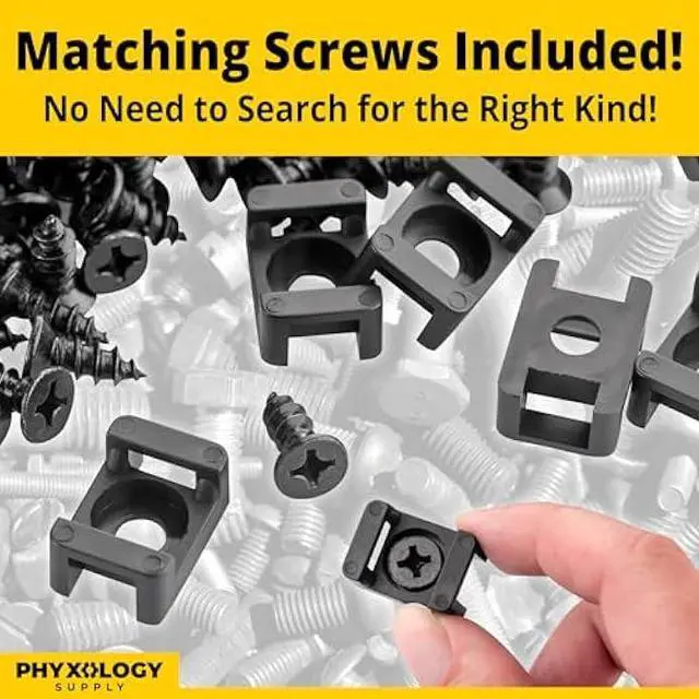 Alt view image 5 of 6 - Pro-Grade, Slim, 1x .6 Cable Tie Mounts With Screws 100 Pack. High Strength, Black Zip Tie Bases For Wire Management. Permanently Anchor To Wall, Desk or Baseboard. Run Cords at Your Home or Office