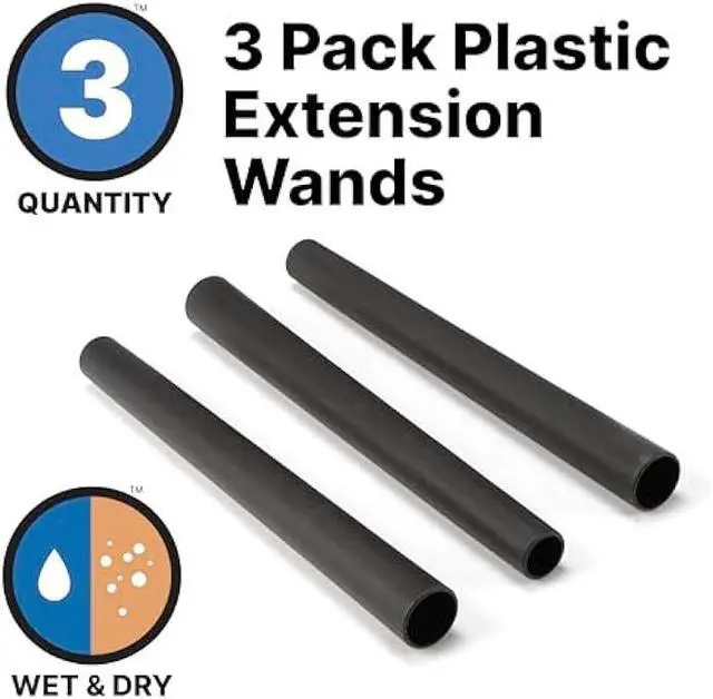 Alt view image 4 of 5 - Shop-Vac 9061400 1.25 Inch Diameter Extension Wands, 3-Piece Set, Durable Black Plastic, Ideal for Extended Reach With 1.25 Inch Hoses