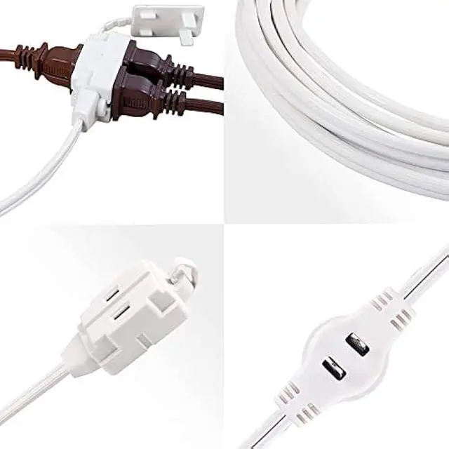 Alt view image 7 of 7 - Twin Extension Cord Power Strip - 12 Foot Cord - 6 feet on Each Side - Outlet Plug with Safety Cover