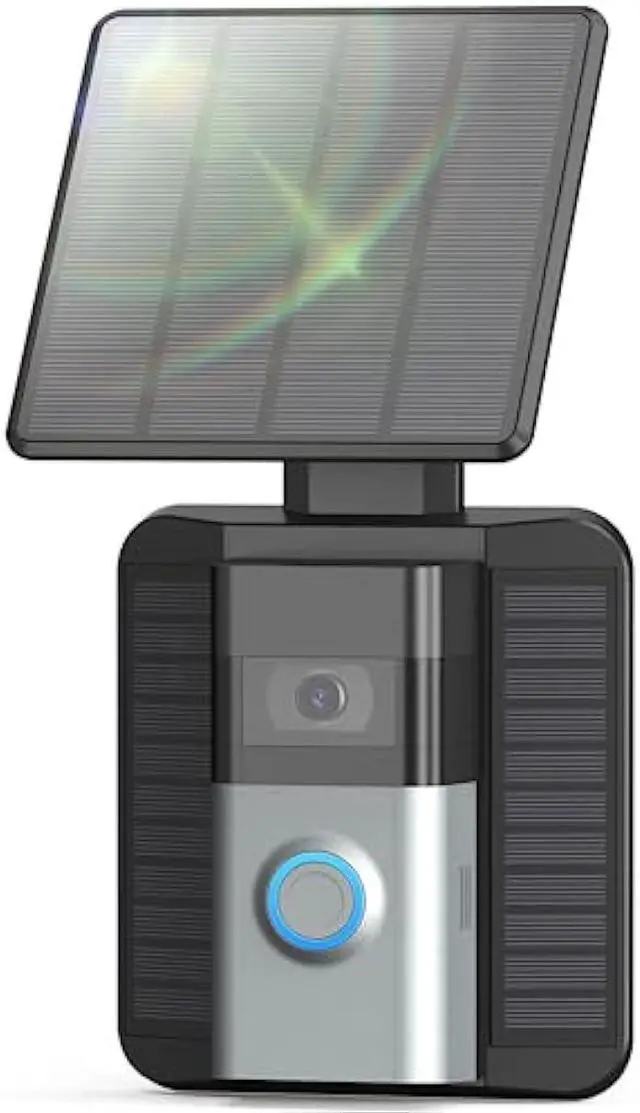 Main image of QIBOX Solar Charger Compatible with Ring Video Doorbell (2020 Release), Micro USB Port Only, Not for USB-C or 2-Prong Ports, 2.9W Waterproof Solar Panel for Continuous Power
