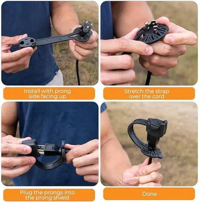 Alt view image 5 of 6 - Prong Protector Outdoor Plug Cover for 120-Volt Plugs - Outside Plug Protectors for Extension Cord Cap End, 3-Prong Heater Block End Covers (5, Black)