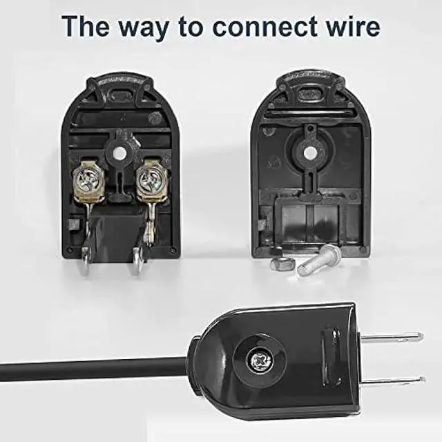 Alt view image 4 of 7 - Extension Cord Replacement Male Power Plug, 2 Prong, 125V/10A, Non-Grounding, Ideal for Small Appliances Such as Power Strips & Lamps & DIY Projects, 3-Pack, Black