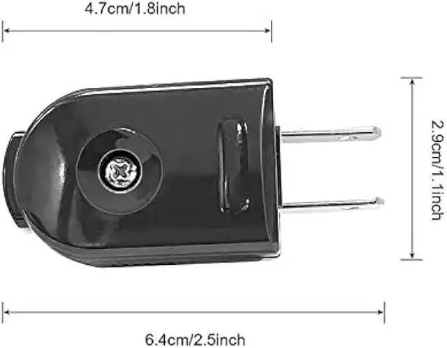 Alt view image 5 of 7 - Extension Cord Replacement Male Power Plug, 2 Prong, 125V/10A, Non-Grounding, Ideal for Small Appliances Such as Power Strips & Lamps & DIY Projects, 3-Pack, Black