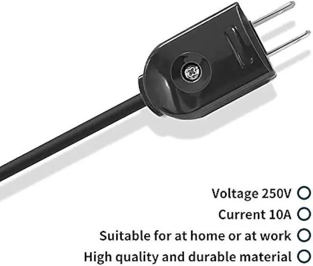 Alt view image 6 of 7 - Extension Cord Replacement Male Power Plug, 2 Prong, 125V/10A, Non-Grounding, Ideal for Small Appliances Such as Power Strips & Lamps & DIY Projects, 3-Pack, Black