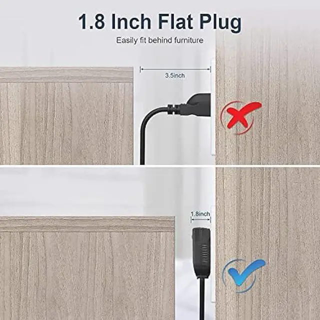 Alt view image 7 of 7 - Extension Cord Replacement Male Power Plug, 2 Prong, 125V/10A, Non-Grounding, Ideal for Small Appliances Such as Power Strips & Lamps & DIY Projects, 3-Pack, Black