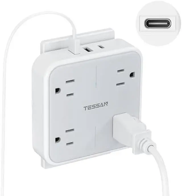 Main image of Multi Plug Outlet Extender, TESSAN Surge Protector Splitter with 3 USB (1 USB C Port) Wall Charger, Multiple Expander for Travel, Home, College Dorm Room