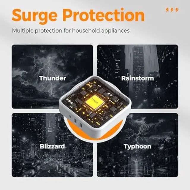 Alt view image 3 of 6 - Multi Plug Outlet Extender, TESSAN Surge Protector Splitter with 3 USB (1 USB C Port) Wall Charger, Multiple Expander for Travel, Home, College Dorm Room