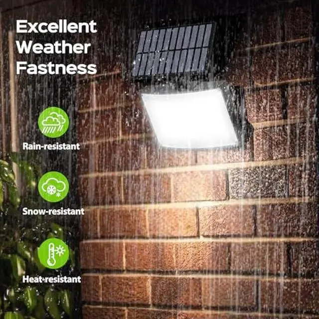 Alt view image 6 of 6 - Adiding Solar Outdoor Lights, 202 LEDs Flood Lights with 16.4 ft Cable, Remote Control Solar Motion Sensor Outdoor Lights, 3 Modes Solar Powered Security Lights for Outside Patio, Yard, Garage, 2 Pack