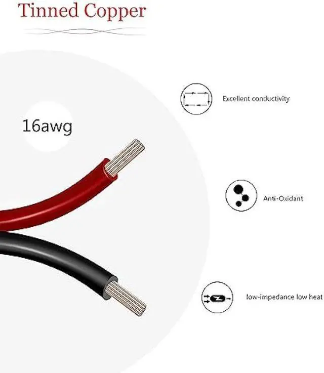 Alt view image 2 of 5 - 16AWG Tinned Copper Electrical Wire - 2 Conductor, 50 Feet, Red & Black, Ideal for LED Strip Lights, DC, Speaker, Doorbell & Automotive Wiring