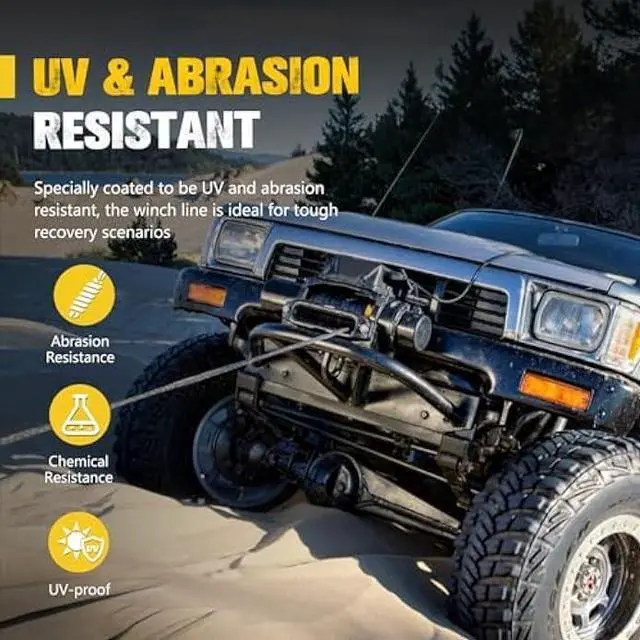 Alt view image 5 of 6 - BUNKER INDUST Synthetic Winch Rope 3/8 x 85', 25000 Ibs Winch Cable Replacement with Protective Sleeve for Recovery Off Road ATV UTV SUV Truck,1 Pcs Black Winch Line