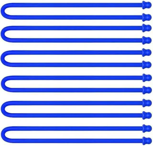 Main image of 6Pcs 15-Inch Silicone Cable Tie, Steel-Core Twist Ties, Reusable Rubber Straps for Organizing, Dia 5mm