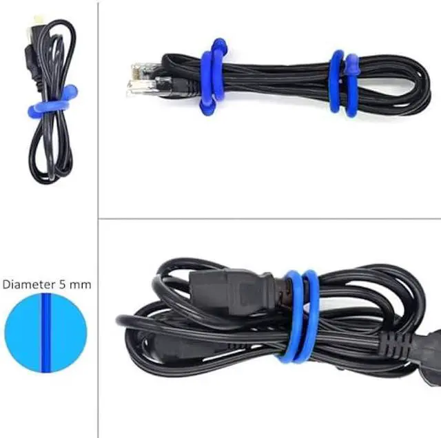 Alt view image 5 of 6 - 6Pcs 15-Inch Silicone Cable Tie, Steel-Core Twist Ties, Reusable Rubber Straps for Organizing, Dia 5mm