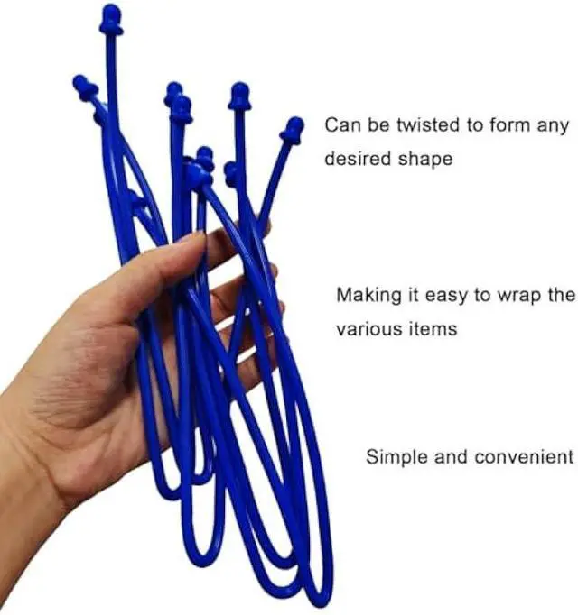 Alt view image 6 of 6 - 6Pcs 15-Inch Silicone Cable Tie, Steel-Core Twist Ties, Reusable Rubber Straps for Organizing, Dia 5mm