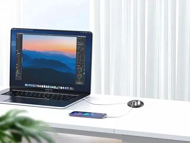 Alt view image 5 of 5 - Desktop Power Grommet 3-inch Hole,40W Total Fast Charging Station, 2 PD 20W USB C Port,Flush-Mount Recessed Power Strip, 2 AC Outlets,4 USB Ports,in to The Top of Your Desk,6ft Cord