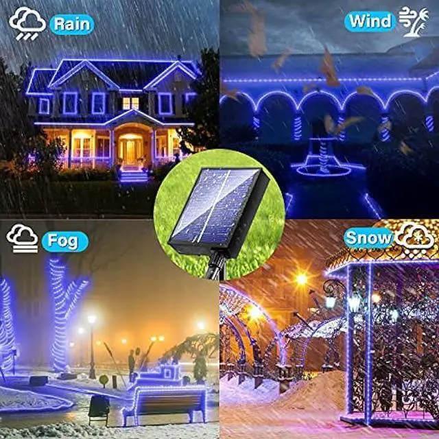 Alt view image 4 of 5 - Solar Rope Lights Outdoor Waterproof LED - 200 LED Solar Rope String Lights, 72FT 8 Modes with Remote Flexible Solar Tube String Lights for Garden Patio Fence Balcony Pool Trampoline Party
