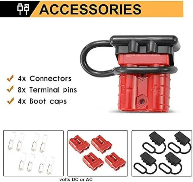 Alt view image 5 of 7 - BUNKER INDUST 50A 6-10 Gauge Battery Quick Connect Disconnect Wire Harness Plug Kit 4 Pcs Battery Cable Quick Connect Disconnect Plug for Winch Auto Car Trailer Driver Electrical Devices,Red