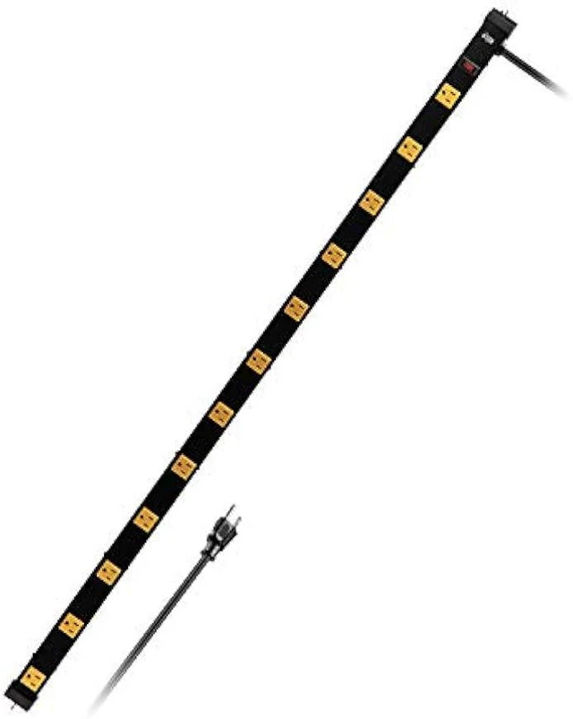 Main image of KMC 12 Outlet Heavy Duty Workshop Metal Power Strip with 3-Foot Long Extension Cord with Circuit Breaker, for Workshop and Industrial use, ETL Certified,Black