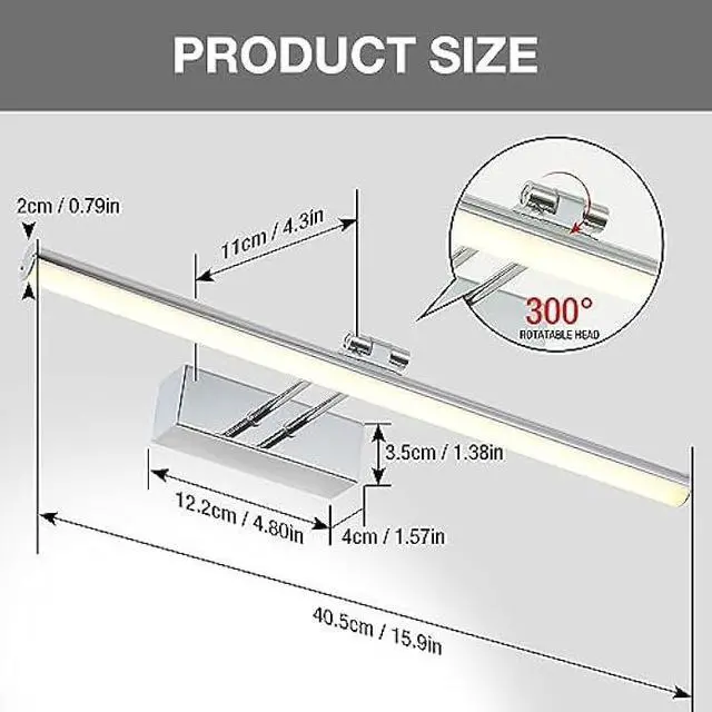 Alt view image 6 of 6 - Battery Picture Light, 16 inch Wireless Picture Light for Painting with Remote,Full Metal Rechargeable Art Light,Wall Sconce Display Lighting for Portrait, Photo Frame,Gallery, (Chrome)