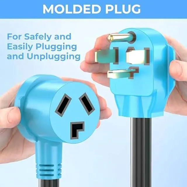 Alt view image 3 of 6 - CircleCord Dryer Adapter Cord 3 Prong to 4 Prong Blue, 3P Older Dryer to 4P Newer House, Dryer Convert Cord NEMA 14-30P Plug to NEMA10-30R Receptacle, 30A 220V 10 AWG STW, ETL Listed