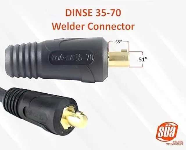 Alt view image 2 of 7 - SÜA - 300 Amp Welding Ground Clamp Lead Assembly - Dinse 35-70 Connector - #1 AWG 100% Copper Cable (15 FEET)