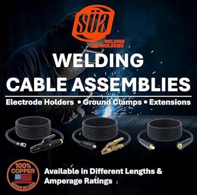 Alt view image 7 of 7 - SÜA - 300 Amp Welding Ground Clamp Lead Assembly - Dinse 35-70 Connector - #1 AWG 100% Copper Cable (15 FEET)