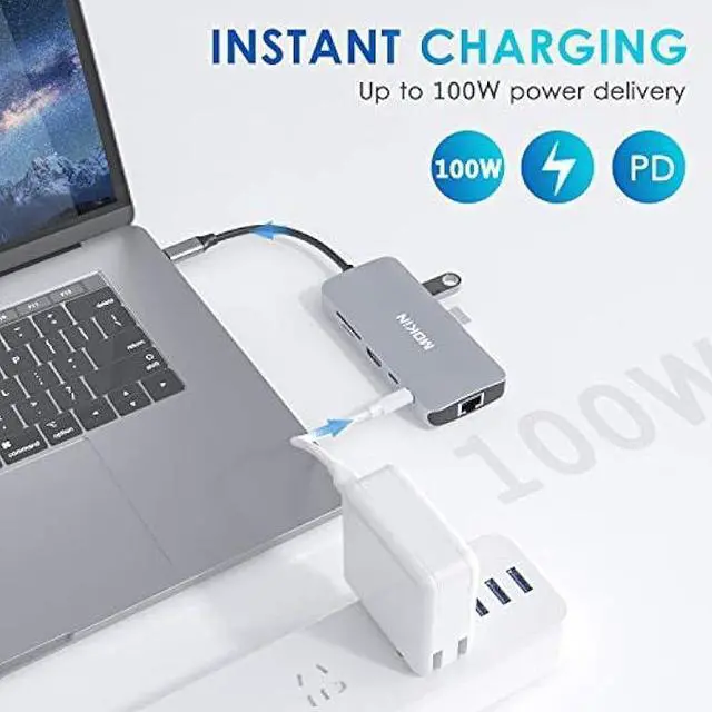 Alt view image 5 of 5 - USB C Adapters for MacBook Pro/Air,Mac Dongle with 3 USB Port,USB C to HDMI, USB C to RJ45 Ethernet,MOKiN 9 in 1 USB C to HDMI Adapter,100W Pd Charging, USB C to SD/TF Card Reader USB C Hub