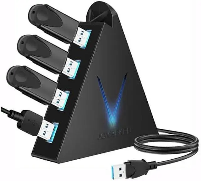 Main image of 4-Port USB 3.0 Hub, FlyingVHUB USB Hub Tower with 2 ft Extended Cable,USB Splitter for Laptop,PC,PS4,PS5,Xbox,Mouse,Keyboard, Flash Drive, U-Disk (Black)