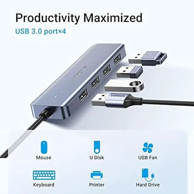Alt view image 2 of 5 - UGREEN USB C to USB A Hub with 4 USB 3.0 for Laptop, MacBook Pro/Air, Mac mini M4, iMac, iPad Pro, Chromebook, Dell XPS, Galaxy S23, and More, 0.5FT
