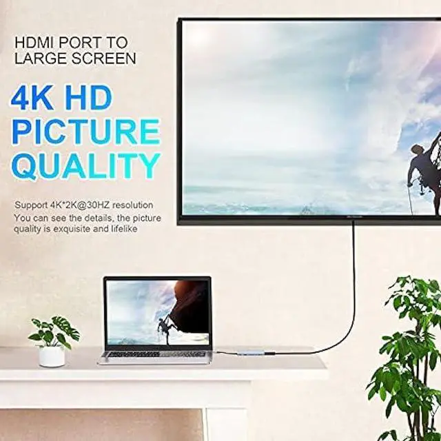 Alt view image 4 of 6 - USB C HUB, USB C Adapter 11 in 1 Dongle with 4K HDMI, VGA, Type C PD, USB3.0, RJ45 Ethernet, SD/TF Card Reader, 3.5mm AUX, Docking Station Compatible with MacBook Pro/Air, Other Type C Laptops