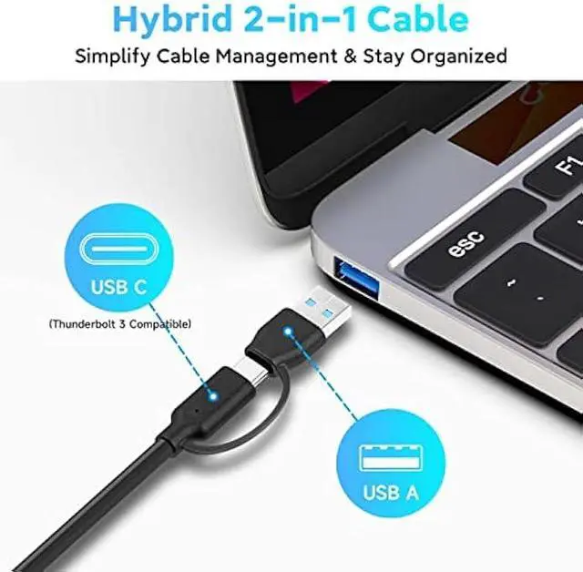Alt view image 3 of 5 - Powered USB 3.0 /USB C Hub, ikuai Aluminium 7-Port USB Hub Splitter with AC Adapter LED Individual On/Off Switches and 3.3ft Extended Long Cable for Laptop, Mac, PC, Flash Drive, Mobile HDD