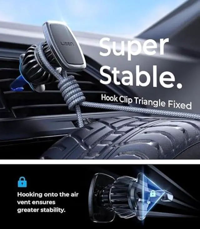 Alt view image 3 of 5 - LISEN Magnetic Phone Holder for Car - Upgraded Clip Ultra 6 Strong Magnets, Phone Magnets for Back of Phone, Soporte de Telefono para carro for Galaxy S25 Ultra 4-6.7 inch Smartphones (Black)