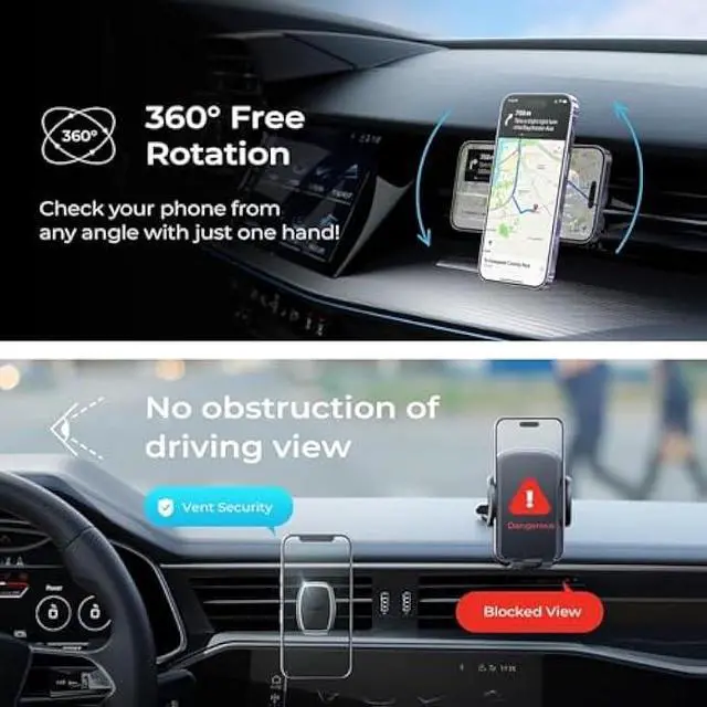 Alt view image 4 of 5 - LISEN Magnetic Phone Holder for Car - Upgraded Clip Ultra 6 Strong Magnets, Phone Magnets for Back of Phone, Soporte de Telefono para carro for Galaxy S25 Ultra 4-6.7 inch Smartphones (Black)