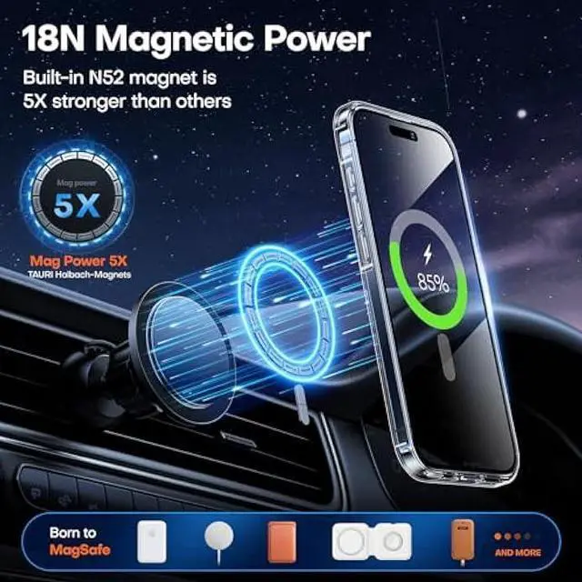 Alt view image 2 of 5 - TAURI for iPhone 15 Pro Max Case, Compatible with MagSafe, [3 in 1] 1X Clear Case [Not-Yellowing] with 2X Screen Protectors, Military-Grade Protection, Magnetic Case for iPhone 15 Pro Max, Clear