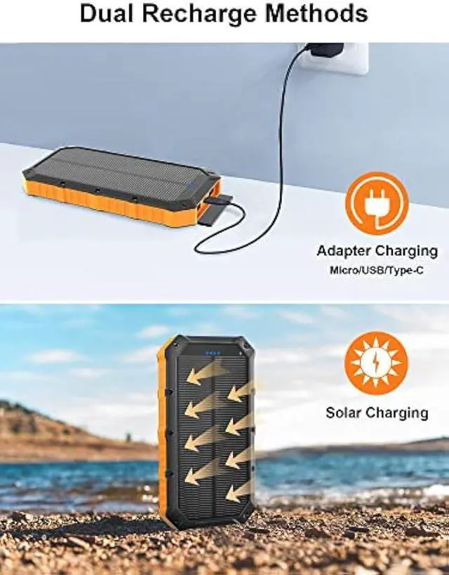 Alt view image 4 of 6 - Solar-Power-Bank-Portable-Charger-42800mAh Solar Phone Charger with 4 USB Ports/LED Flashlight Fast Charge USB C External Backup Battery Pack Compatible with iPhone Tablet, for Outdoor, Camping