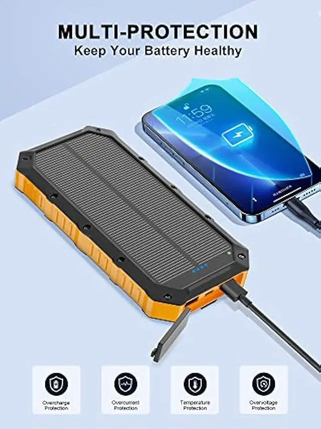 Alt view image 6 of 6 - Solar-Power-Bank-Portable-Charger-42800mAh Solar Phone Charger with 4 USB Ports/LED Flashlight Fast Charge USB C External Backup Battery Pack Compatible with iPhone Tablet, for Outdoor, Camping