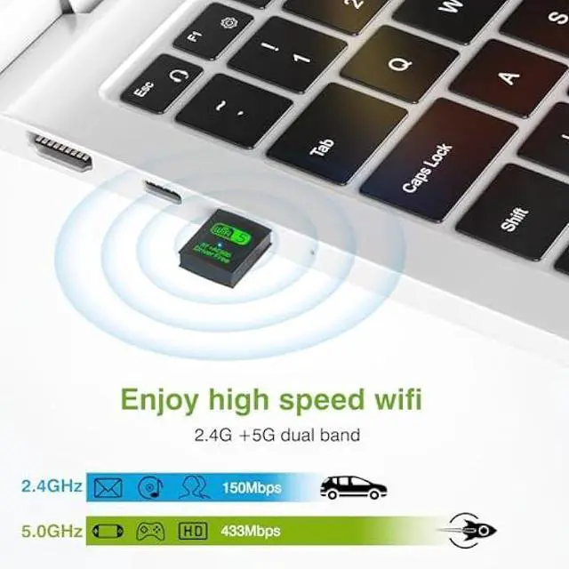 Alt view image 3 of 6 - USB WiFi Bluetooth Adapter, 600Mbps Dual Band 2.4/5Ghz Wireless Network External Receiver, Mini WiFi Dongle for PC/Laptop/Desktop