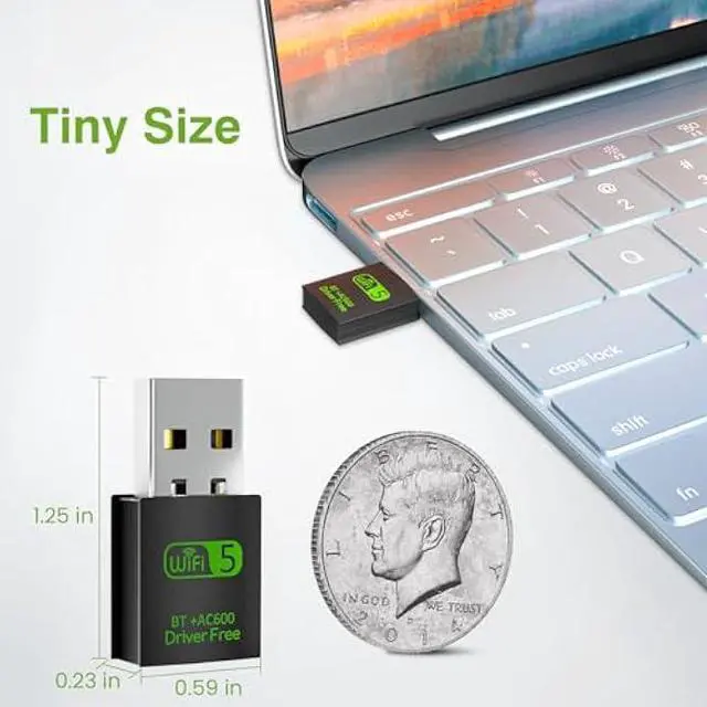 Alt view image 5 of 6 - USB WiFi Bluetooth Adapter, 600Mbps Dual Band 2.4/5Ghz Wireless Network External Receiver, Mini WiFi Dongle for PC/Laptop/Desktop