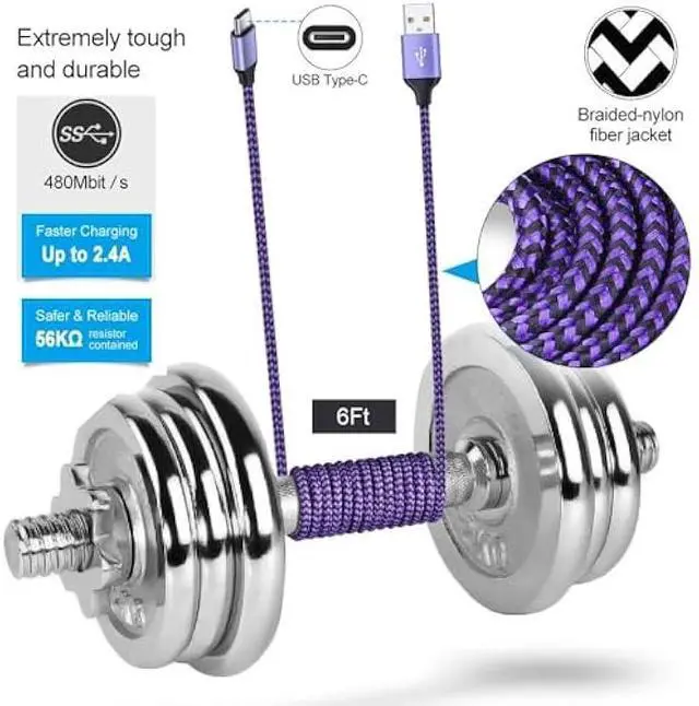 Alt view image 3 of 7 - Fast Charging USB Type C Wall Charger for Samsung Galaxy Note 20 S25 S24 S23 S22 S21 S20 FE/Ultra 5G S10 A17 A16 A56 A35 A15 A54 A14,5V/1A Single Power Adapter Charger Block Cube 6ft USB C Cable,2Pack