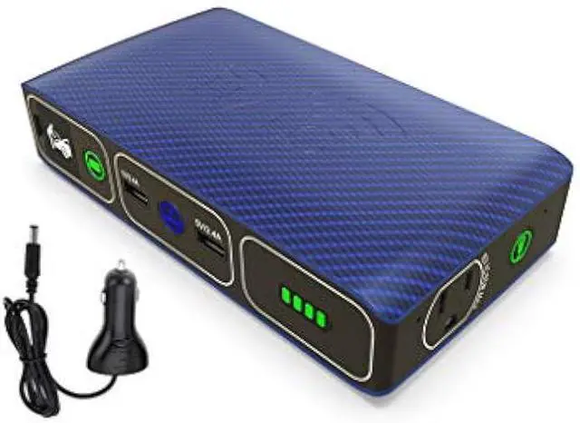 Main image of HALO Bolt Wireless Laptop Power Bank - 44400 mWh Portable Phone Laptop Charger Car Jump Starter with AC Outlet and Car Charger, Blue Graphite