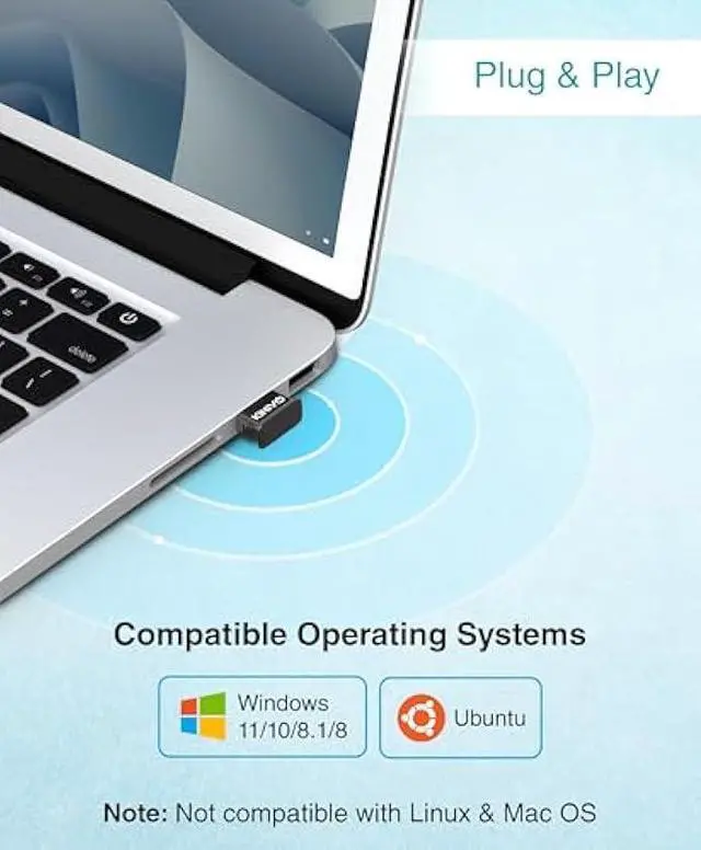 Alt view image 3 of 5 - Kinivo USB Bluetooth Adapter for PC (BT5.0, Plug & Play Wireless Dongle Receiver for Ubuntu, Windows 11/10/8.1)  Works with Laptops, Headsets, Speakers, Mouse, Keyboard, Printers, Gaming Controllers