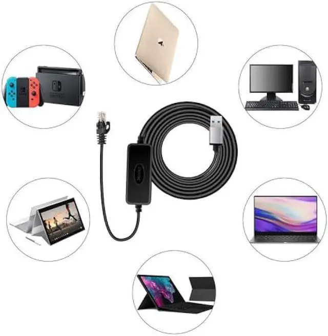 Alt view image 4 of 6 - USB3.0 to RJ45 Gigabit Ethernet Network Cable for Switch, Router, Gateway, Modem with MacBook,Windows, Chromebook,Surface Pro, Linux