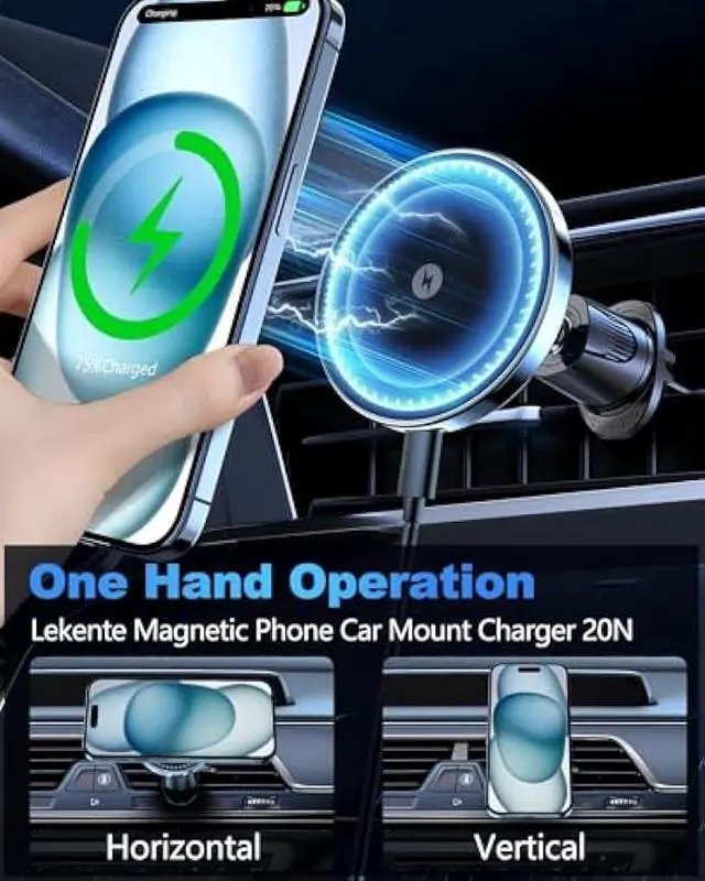 Alt view image 6 of 6 - MagSafe Wireless Car Charger, 15W Fast Charging, Vent Mount, Compatible with iPhone 16/15/14/13/12 Series