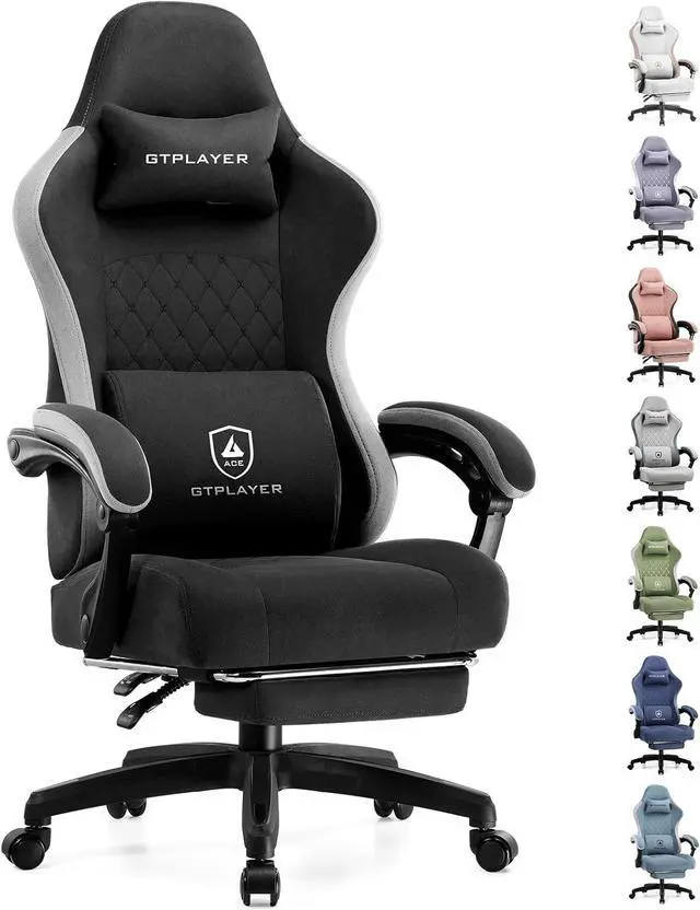 Main image of GTPLAYER Gaming Chair, Computer Office Chair with Pocket Spring Cushion, Linkage Armrests and Footrest, High Back Ergonomic Computer Chair with Lumbar Support Task Chair with Footrest(Black)