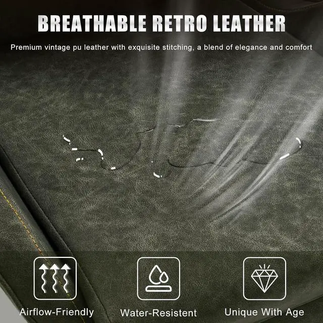 Alt view image 5 of 7 - Gaming Chair Big and Tall, Green Leather Video Game Chairs with Footrest, Padded Linkage Armrests & Large Headrest, Ergonomic Computer Chair 350lbs for Adults Gaming or Office Use