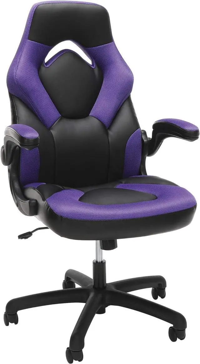 Main image of RESPAWN 3085 Ergonomic Gaming Chair for Adults, High Back Office Chair with Headrest and Flip Up Arms, Leather Racing Style Gaming Seat with Lumbar Support, Video Game Computer Desk Seat - Purple