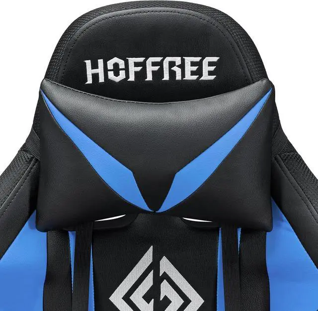Alt view image 7 of 7 - HOFFREE RGB Gaming Chair with Speakers Massage Computer Gaming Chair with LED Lights and Footrest High Back Video Game Chair for Adults Blue and Black