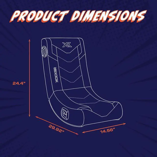 Alt view image 3 of 7 - X Rocker Video Gaming Floor Rocker Chair, Built-in Audio, Back to School, Foldable, for Gamers, Bedroom, or Game Room for Boys, Girls, Teens 5-17