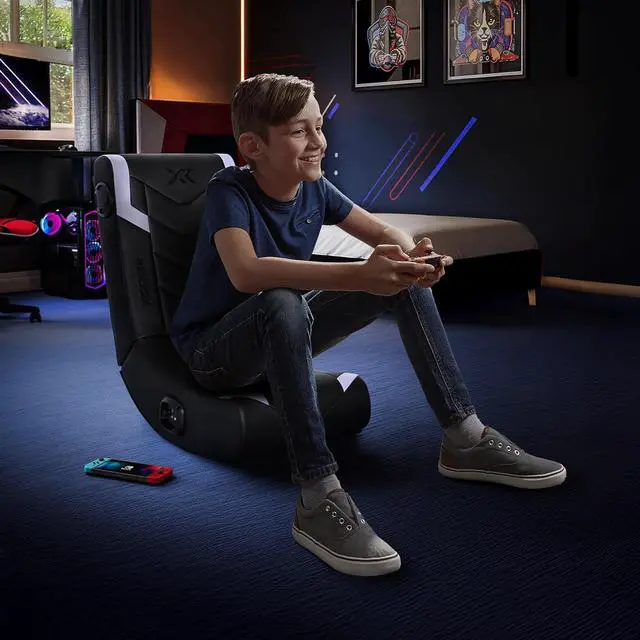 Alt view image 2 of 7 - X Rocker Video Gaming Floor Rocker Chair, Built-in Audio, Back to School, Foldable, for Gamers, Bedroom, or Game Room for Boys, Girls, Teens 5-17